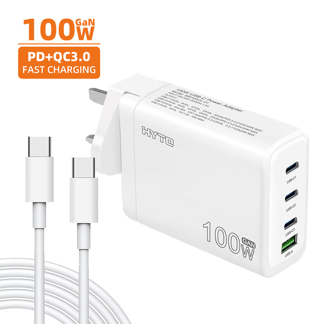 100W USB C Laptop Charger Cables GaN Charger 3 USB C + 1 USB a Charger Adapter Mobile Phone