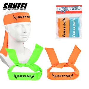 Sunfei Polyester soild Màu sắc sweatband Tie thể thao Headband tùy chỉnh in Ninja phong cách thể thao Head Tie hairband Headband