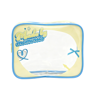 Nouvelle trousse de maquillage portable en PVC transparente, tendance, mignonne, avec fermeture éclair, personnalisable avec logo, motif dessin animé coloré