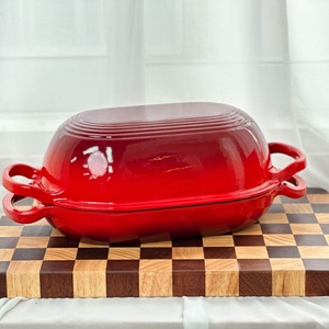 Moule à pain en <span class=keywords><strong>fonte</strong></span>, commande minimum 1 pièce, compatible gaz et induction, résistant à la chaleur, émaillé, antiadhésif, double cocotte hollandaise en <span class=keywords><strong>fonte</strong></span> - Product Image 1