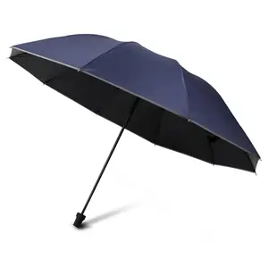 맞춤형 로고 인쇄 프로모션 3 접이식, 자동 열기 및 닫기 우산 100 부드러운 고무 핸들/