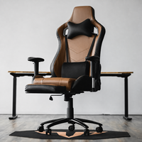 Fauteuil de bureau ergonomique pivotant avec accoudoirs rembourrés, support lombaire à 180 degrés, dossier réglable et fonction de levage pour le gaming