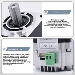 มอเตอร์เซอร์โว <span class=keywords><strong>DC</strong></span> แรงดันต่ำแบบรวมไดรเวอร์ในตัว, ขนาดเฟรม 42/57/60/80/86/130 มม., มอเตอร์เซอร์โวออลอินวัน 24V 48V สำหรับ CNC/AGV - Product Image 3