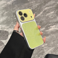 Casing HP Minimalis Mewah dengan Jendela Besar, Gradasi Glitter, dan Pelindung Lensa untuk iPhone 17 16 15 14 13 Pro Max