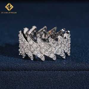 แหวนเพชรคิวบันลิงค์จาก ZUANFA JEWELRY เพชรเลี้ยงในห้องปฏิบัติการ เงินแท้ 925 ประดับเพชรแบบไมโครเพฟ สไตล์ฮิปฮอป วงแหวนหน้ากว้าง - Product Image 4