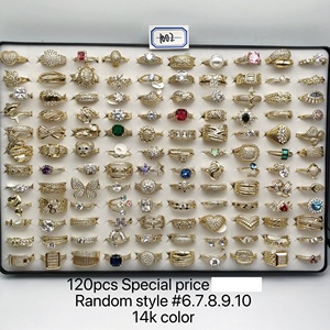 Juego de 120 Anillos de Moda con Circonita Cúbica Surtida, Chapados en Oro de 14K, Anti-deslustre - Estilo Mixto, Joyería Coreana al por Mayor - Product Image 5