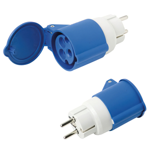 Adattatore Industriale Schuko Cetac Singolo 2P con Cappuccio - Product Image 1