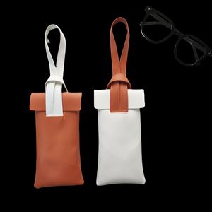 Leather Sunglasses <b>Case</b> Soft Eyewear Pouch with Color Contrast Strap Portable Protective <b>Glasses</b> Holder - Product Image 3