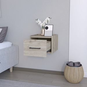 Floating Nightstand Calion <b>Light</b> Gray Bedroom Storage Cabinet - Product Image 3