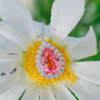 Collier en or 18 carats avec pendentif en cristal rose en forme de larme personnalisé de haute qualité, moissanite, pour femmes, mariage, fiançailles, bijoux fins