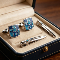 Boutons de manchette personnalisés accessoires de costume épingle à cravate en gros cadeau d'affaires motif vierge gravable classique pince à cravate en argent pour hommes