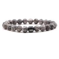 Bracelet personnalisé en pierres de lave naturelles, bijoux pour hommes, vente chaude