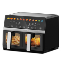 Aifa 10L Friteuse à air à double panier sans huile avec affichage LED Friteuses électriques numériques avec deux zones de cuisson