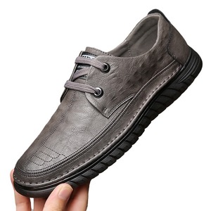 Chaussures bateau en cuir pour hommes, bout rond, à lacets, respirantes, semelle extérieure en caoutchouc, semelle intermédiaire en EVA, pour l'automne, décontractées - Product Image 5