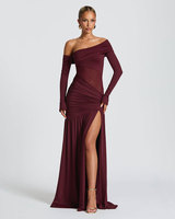 Hors épaule Sexy Maxi robe pour les femmes nouvelle robe mode col oblique dos nu cuisse haute fendu Club fête longue robe