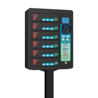 Coffre-fort électronique avec câble de chargement pour téléphone portable, 6 compartiments, en acier assemblé, fermeture automatique de la porte, montage mural/sur pied