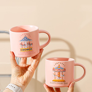 Taza de Leche con Logotipo Personalizado, Vaso de Agua para Desayuno, Taza de Cerámica Rosa con Diseño de Caballo, Taza Térmica - Product Image 2