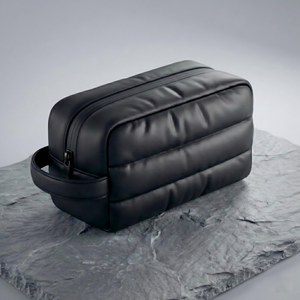 Neceser Acolchado Impermeable, Bolsa <span class=keywords><strong>de</strong></span> Aseo Acolchada, Estuche Cosmético <span class=keywords><strong>de</strong></span> Cuero PU Mate para Hombre, Organizador <span class=keywords><strong>de</strong></span> Viaje para el Cuidado Personal - Product Image 1