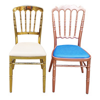 Chaise de salle à manger à structure métallique en fer massif, finition électrolytique titane or argent, avec coussin, pour mariages, restaurants, événements et fêtes