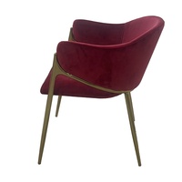 Chaise de salle à manger en velours rouge avec pieds dorés, fauteuil rembourré durable pour restaurant et hôtel, vente en gros