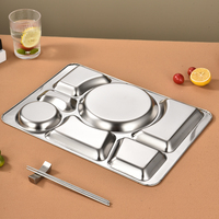 Plateau de service rectangulaire en acier inoxydable avec sept compartiments pour la rentrée scolaire, assiette divisée et boîte à lunch