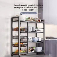 Étagère de rangement multi-niveaux portable en acier inoxydable pour micro-ondes de cuisine, 4 niveaux, pour légumes et collations, étanche, usage domestique