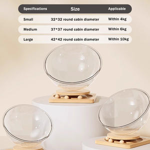 Casa de gato al por mayor cápsula espacial acrílica transparente nido de gato de madera Cama de Gato semicerrada juguete con 3 bolas pequeñas - Product Image 3