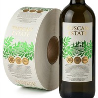 Étiquettes de bouteilles découpées sur mesure, autocollantes, résistantes aux rayures, aux UV, en feuille d'or, imperméables, pour l'emballage des olives