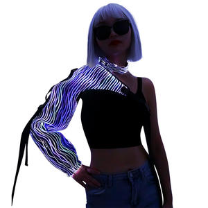 Collier long à une épaule lumineux en fibre optique LED, style <span class=keywords><strong>steampunk</strong></span> unisexe noir pour festival cosplay - Product Image 1