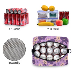 Sac à déjeuner isotherme écologique personnalisé avec motif floral, sac fourre-tout réutilisable pour le bureau, le pique-nique, imperméable et isotherme avec compartiments - Product Image 5
