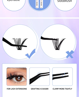 Kit d'extensions de cils en grappes thermocollées 30D 40D Mix 14 rangées segmentées réutilisables imperméables DIY faites à la main en cheveux synthétiques