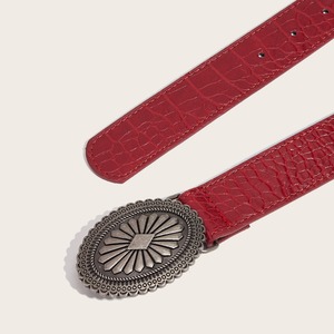 <span class=keywords><strong>Ceinture</strong></span> pour <span class=keywords><strong>femme</strong></span> en PU, texture crocodile, <span class=keywords><strong>ceinture</strong></span> de taille avec boucle <span class=keywords><strong>argentée</strong></span> vintage, réglable, rouge, accessoire de mode pour robes et pantalons - Product Image 6