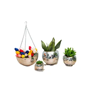 Home Hanging Disco Ball Planter 4"/6"/8"/10"/12" with Macron rope Macrame Plant Hanger for Indoor or Outdoor Plants flower pots