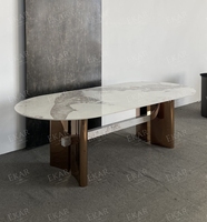 Ensemble de table à manger ovale moderne en marbre adapté au salon, à la cuisine, à la cave à vin ou au bar