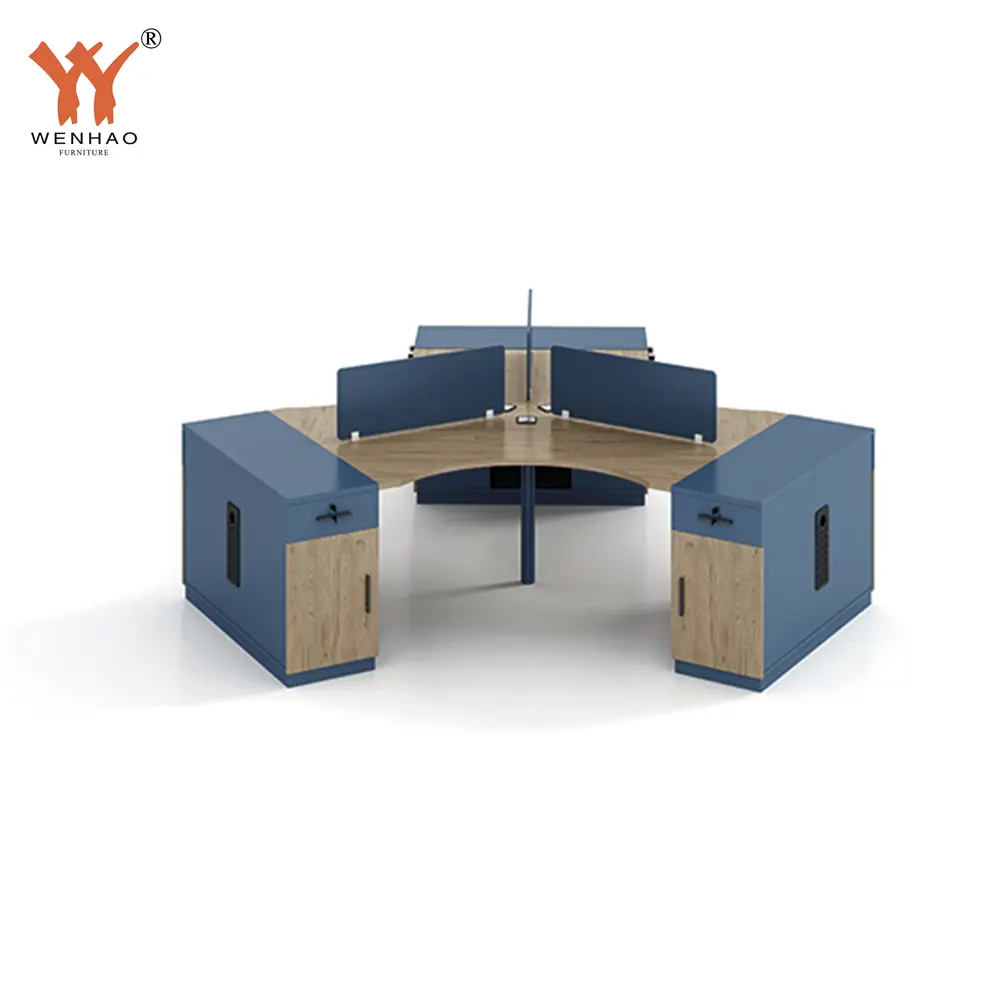 Mesa de oficina con diseño moderno para personal de ordenador, mesa de escritorio con diseño triangular para 3 personas