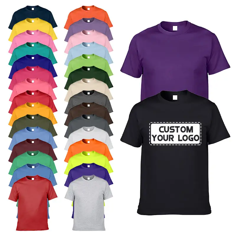 Wholesale Custom Your Brand Logo 100% Cotton Blank Men T Shirt Plain Casual Men's T-shirts