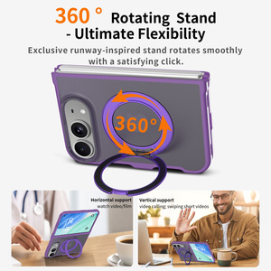 Étui Duo Premium pour <span class=keywords><strong>iPhone</strong></span> Violet avec Support Rotatif, Antichoc, Finition Mate, Toucher Doux, Magnétique – Fabricant Professionnel - Product Image 2