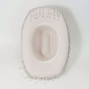 Sombrero de Vaquero de Lujo para Bodas, Fiestas de Mardi Gras, Estilo Occidental y Jazz, con Borlas de Diamantes de Imitación, para Viajes y Uso al Aire Libre - Product Image 4