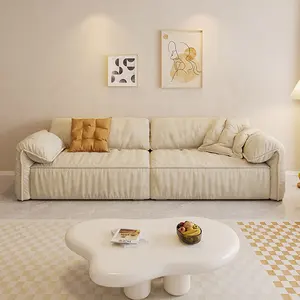 오스만 안락 의자와 베개가있는 컨버터블 모듈 식 단면 소파 거실 용 린넨 무료 조합 패브릭 소파