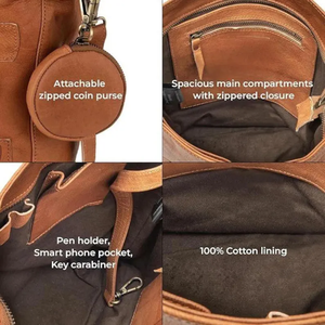 Sac bandoulière en cuir véritable durable, fabriqué en cuir de haute qualité, avec sangle réglable, rangement spacieux, compartiments sécurisés - Product Image 6