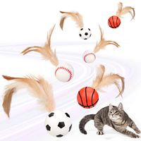 Nouveau jouet interactif pour chat en caoutchouc, balle élastique en plumes et fausse fourrure de poulet, écologique, moderne, jouet de stimulation pour chat, anti-ennui, fournitures
