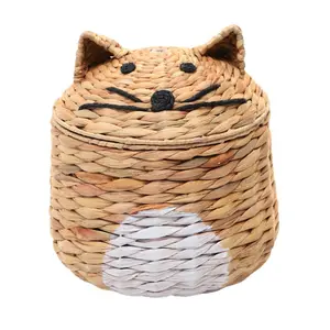 编织可爱猫形柳条藤篮储物桌子其他储物篮