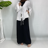 2026 Grosir Dubai Abaya Gaun Wanita Muslim Atasan Lengan Panjang Kasual Jazz Crepe Blus Muslim Sederhana dengan Tali