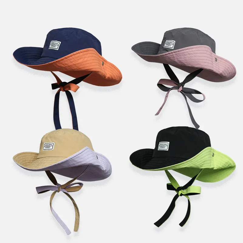 BSBH рыболовные шляпы в стиле ретро с большими карнизами на заказ, шляпа-ведро с двухцветными цветными широкими полями, шляпы-ведра для женщин на открытом воздухе