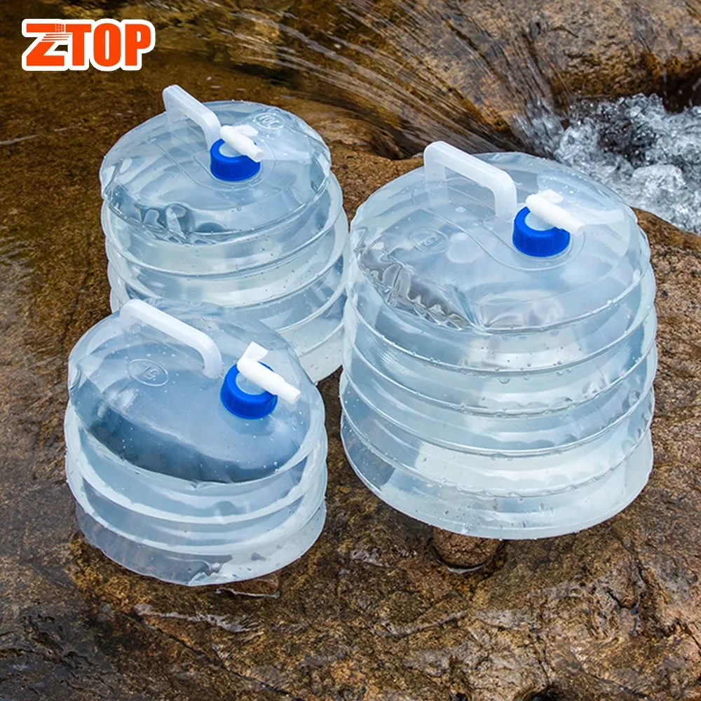Ecofriendly 3L 5L 8L 10L 15L Plastic Flexible Foldable Collapsible Drinking Mineral Water Container with Tap