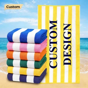 Logotipo personalizado 100% algodón Terry Hotel piscina y toalla de playa suave absorbente Cabana raya para el verano al por mayor - Product Image 1