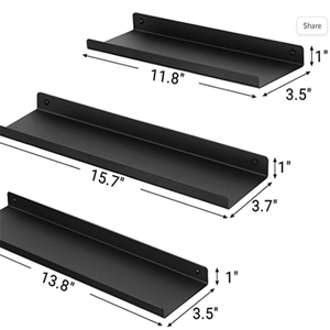 Set di 3 mensole <span class=keywords><strong>a</strong></span> <span class=keywords><strong>muro</strong></span> mensole galleggianti in metallo mensole in legno massello <span class=keywords><strong>scaffalature</strong></span> industriali <span class=keywords><strong>a</strong></span> parete per decorazioni - Product Image 3