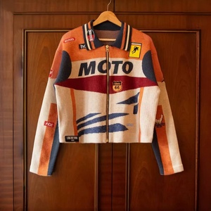 Biểu Tượng Tùy Chỉnh Áo Len Mùa Đông Người Đàn Ông Giản Dị Hàng Dệt Kim Dây Kéo Thời Trang Jumper Đồ Họa Theo Dõi Áo Khoác Cổ Điển Racing Áo Khoác Dệt Kim Áo Len - Product Image 2