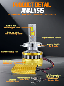 Luces Antiniebla de Alta Potencia con Chip 3570 de Aluminio, Luz Alta/Baja, Bombilla H4, 130W, 30000 Lúmenes, 12V, 6500K, Ajuste Universal LED - Product Image 2