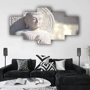 Dropshipping Modulare Immagini Statua di Buddha di Arte Della Parete della Tela di Canapa Impermeabile Poster Moderno Natura Immagini per Living Room Home Decor